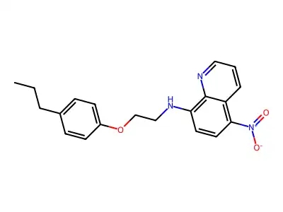 5-nitro-N-[2-(4-propylphenoxy)ethyl]quinolin-8-amine structure