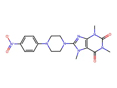 1,3,7-Trimethyl-8-[4-(4-nitrophenyl)piperazin-1-yl]purine-2,6-dione structure