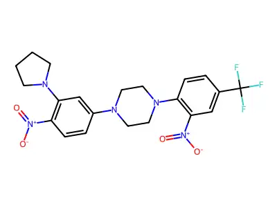 1-[4-Nitro-3-(1-pyrrolidinyl)phenyl]-4-[2-nitro-4-(trifluoromethyl)phenyl]piperazine structure