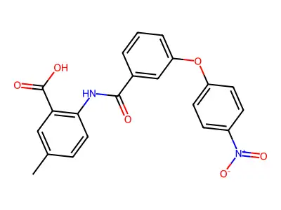 5-Methyl-2-({[3-(4-nitrophenoxy)phenyl]carbonyl}amino)benzoic acid structure