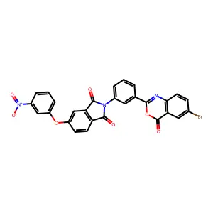 2-[3-(6-bromo-4-oxo-3,1-benzoxazin-2-yl)phenyl]-5-(3-nitrophenoxy)isoindole-1,3-dione structure