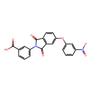 3-[5-(3-nitrophenoxy)-1,3-dioxo-1,3-dihydro-2H-isoindol-2-yl]benzoic acid structure