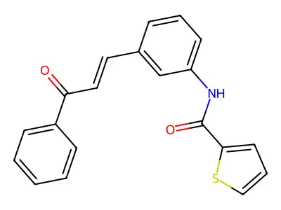 N-[3-[(E)-3-oxo-3-phenylprop-1-enyl]phenyl]thiophene-2-carboxamide structure