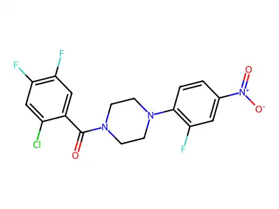 1-(2-Chloro-4,5-difluorobenzoyl)-4-(2-fluoro-4-nitrophenyl)piperazine structure
