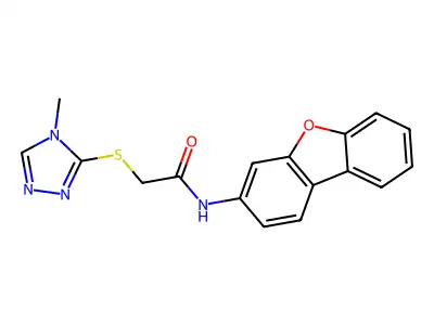 N-dibenzofuran-3-yl-2-[(4-methyl-1,2,4-triazol-3-yl)sulfanyl]acetamide structure