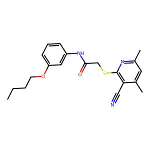 N-(3-butoxyphenyl)-2-(3-cyano-4,6-dimethylpyridin-2-yl)sulfanylacetamide structure