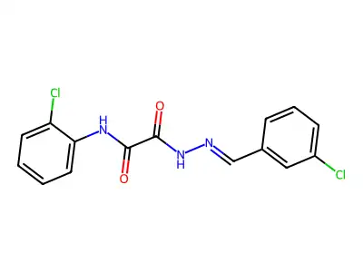 N-(2-chlorophenyl)-N'-[(3-chlorophenyl)methylideneamino]oxamide structure