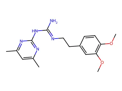N-[2-(3,4-Dimethoxy-phenyl)-ethyl]-N'-(4,6-dimethyl-pyrimidin-2-yl)-guanidine structure