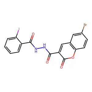 6-Bromo-2-oxo-2H-1-benzopyran-3-carboxylic acid 2-(2-iodobenzoyl)hydrazide structure