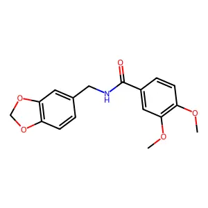 N-(1,3-benzodioxol-5-ylmethyl)-3,4-dimethoxybenzamide structure