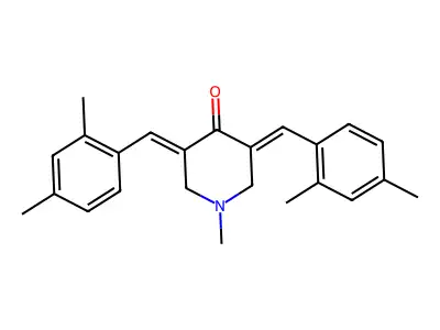 (3E,5E)-3,5-bis[(2,4-dimethylphenyl)methylidene]-1-methylpiperidin-4-one structure