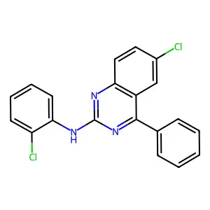 6-chloro-N-(2-chlorophenyl)-4-phenylquinazolin-2-amine structure