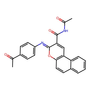N-acetyl-3-(4-acetylphenyl)iminobenzo[f]chromene-2-carboxamide structure