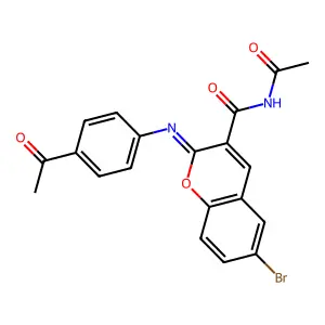 (2Z)-N-acetyl-2-[(4-acetylphenyl)imino]-6-bromo-2H-chromene-3-carboxamide structure