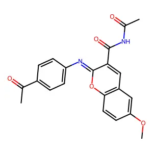 (2Z)-N-acetyl-2-[(4-acetylphenyl)imino]-6-methoxy-2H-chromene-3-carboxamide structure