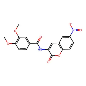 3,4-dimethoxy-N-(6-nitro-2-oxochromen-3-yl)benzamide structure