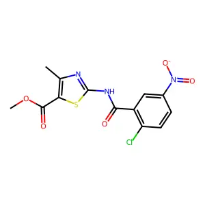 methyl 2-(2-chloro-5-nitrobenzamido)-4-methylthiazole-5-carboxylate structure