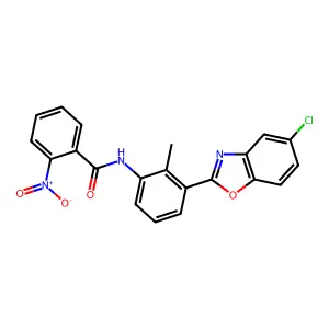 N-[3-(5-chloro-1,3-benzoxazol-2-yl)-2-methylphenyl]-2-nitrobenzamide structure