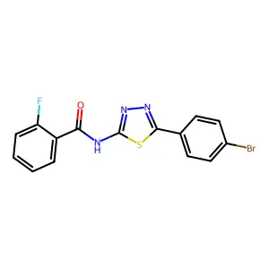 N-[5-(4-bromophenyl)-1,3,4-thiadiazol-2-yl]-2-fluorobenzamide structure