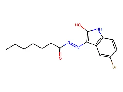 (Z)-N'-(5-bromo-2-oxoindolin-3-ylidene)heptanehydrazide structure