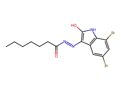 (Z)-N'-(5,7-dibromo-2-oxoindolin-3-ylidene)heptanehydrazide structure