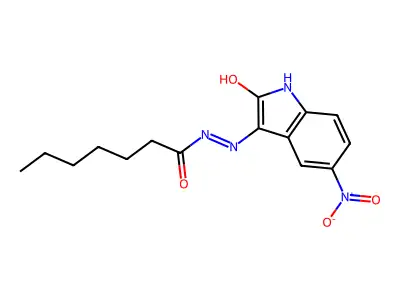 (E)-N'-(5-nitro-2-oxoindolin-3-ylidene)heptanehydrazide structure