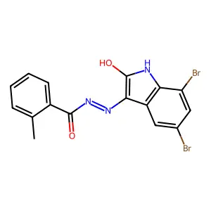 (Z)-N'-(5,7-dibromo-2-oxoindolin-3-ylidene)-2-methylbenzohydrazide structure