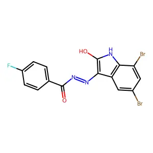 (Z)-N'-(5,7-dibromo-2-oxoindolin-3-ylidene)-4-fluorobenzohydrazide structure