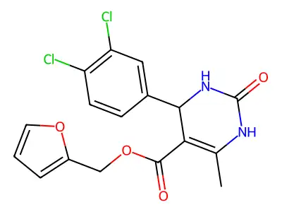 furan-2-ylmethyl 4-(3,4-dichlorophenyl)-6-methyl-2-oxo-1,2,3,4-tetrahydropyrimidine-5-carboxylate structure