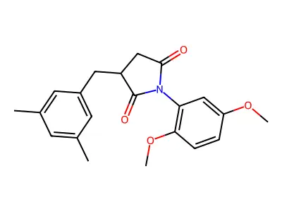 1-(2,5-Dimethoxyphenyl)-3-[(3,5-dimethylphenyl)methyl]pyrrolidine-2,5-dione structure