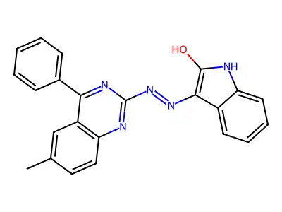 (Z)-3-(2-(6-methyl-4-phenylquinazolin-2-yl)hydrazono)indolin-2-one structure