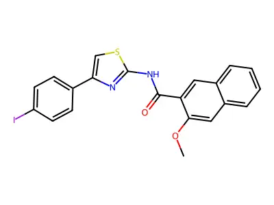 N-[4-(4-iodophenyl)-1,3-thiazol-2-yl]-3-methoxynaphthalene-2-carboxamide structure