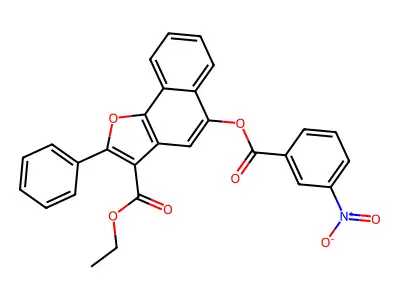 Ethyl 5-((3-nitrobenzoyl)oxy)-2-phenylnaphtho[1,2-b]furan-3-carboxylate structure