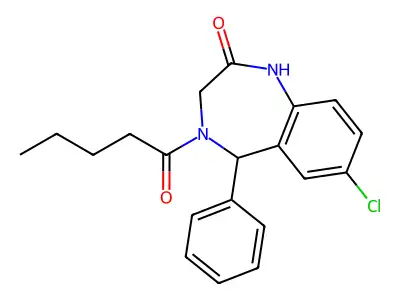7-chloro-4-pentanoyl-5-phenyl-4,5-dihydro-1H-benzo[e][1,4]diazepin-2(3H)-one structure