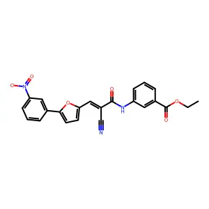 (Z)-ethyl 3-(2-cyano-3-(5-(3-nitrophenyl)furan-2-yl)acrylamido)benzoate structure