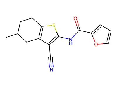 N-(3-cyano-5-methyl-4,5,6,7-tetrahydro-1-benzothiophen-2-yl)furan-2-carboxamide structure
