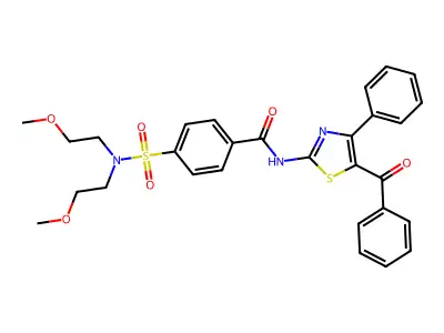 N-(5-benzoyl-4-phenyl-1,3-thiazol-2-yl)-4-[bis(2-methoxyethyl)sulfamoyl]benzamide structure