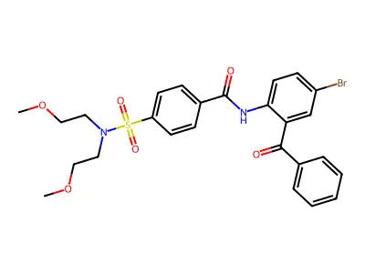 N-(2-benzoyl-4-bromophenyl)-4-[bis(2-methoxyethyl)sulfamoyl]benzamide structure