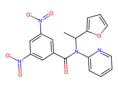 N-(1-(furan-2-yl)ethyl)-3,5-dinitro-N-(pyridin-2-yl)benzamide structure
