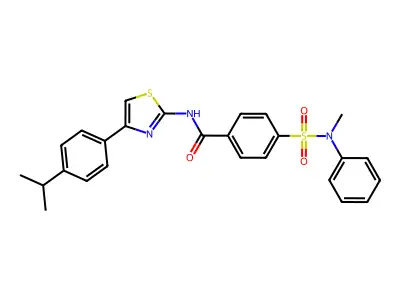 N-(4-(4-isopropylphenyl)thiazol-2-yl)-4-(N-methyl-N-phenylsulfamoyl)benzamide structure