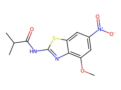 N-(4-methoxy-6-nitro-1,3-benzothiazol-2-yl)-2-methylpropanamide structure