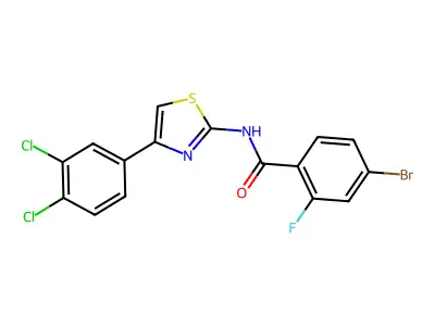 4-bromo-N-[4-(3,4-dichlorophenyl)-1,3-thiazol-2-yl]-2-fluorobenzamide structure