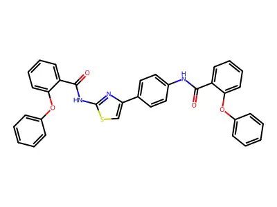 2-phenoxy-N-[4-[2-[(2-phenoxybenzoyl)amino]-1,3-thiazol-4-yl]phenyl]benzamide structure