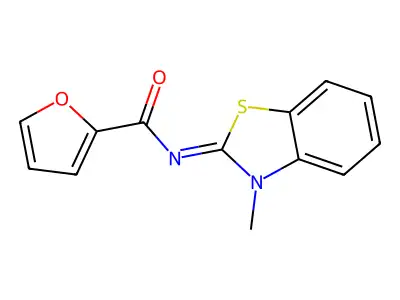 N-(3-methyl-1,3-benzothiazol-2-ylidene)furan-2-carboxamide structure