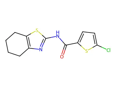 5-chloro-N-(4,5,6,7-tetrahydro-1,3-benzothiazol-2-yl)thiophene-2-carboxamide structure