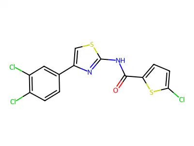5-chloro-N-[4-(3,4-dichlorophenyl)-1,3-thiazol-2-yl]thiophene-2-carboxamide structure