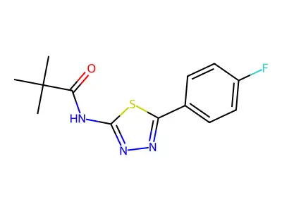 N-[5-(4-fluorophenyl)-1,3,4-thiadiazol-2-yl]-2,2-dimethylpropanamide structure