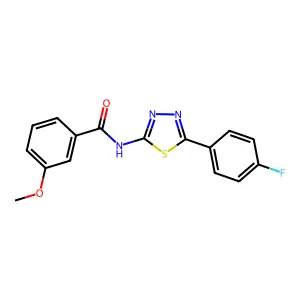 N-[5-(4-fluorophenyl)-1,3,4-thiadiazol-2-yl]-3-methoxybenzamide structure
