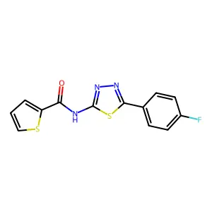 N-[5-(4-fluorophenyl)-1,3,4-thiadiazol-2-yl]thiophene-2-carboxamide structure