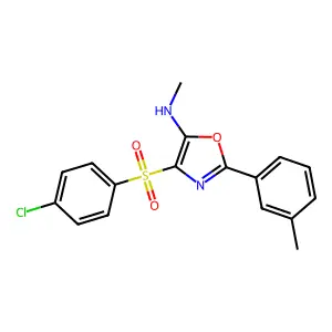 4-(4-chlorophenyl)sulfonyl-N-methyl-2-(3-methylphenyl)-1,3-oxazol-5-amine structure